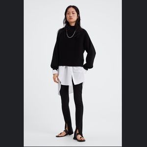 EUC Zara Zippered Ribbed Split Slit Legging